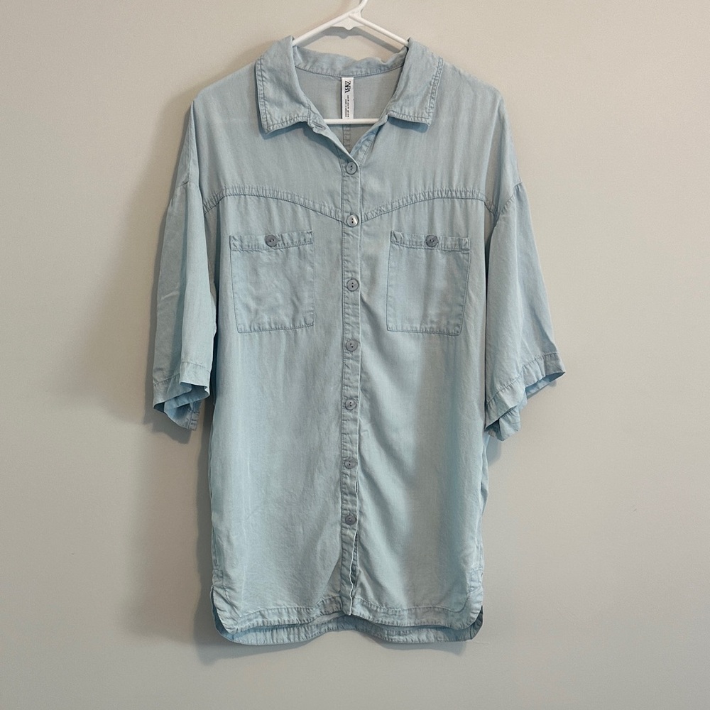 Zara Chambray Tunic Size M